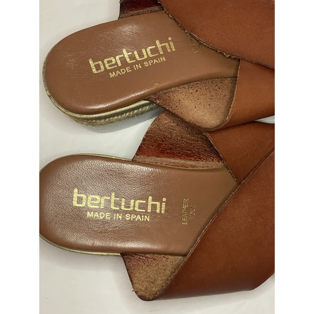 Bertuchi Women's Sandals Leather Slip On Wedge Brown Women's Size 7.5" US/38 EU - Picture 12 of 12